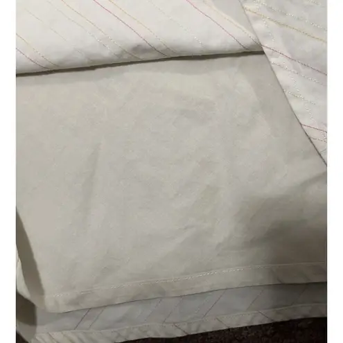 Janeville Ivory Skirt Pink Green Yellow Embroidered Stripe Stitching Flowers Sz2 Size 2