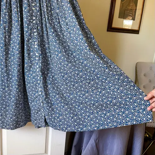 Doen Asheville Maxi Dress Organic Cotton Blue Cottage Daisy Floral Small EUC