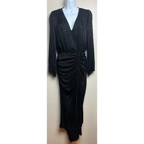 Krisa Black Long Sleeve High Low Surplice Dress Sz. XS
