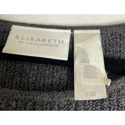 Liz Claiborne Vintage‎  Womens 1X Grey Ribbed Sweater Top Short Sleeve Preppy