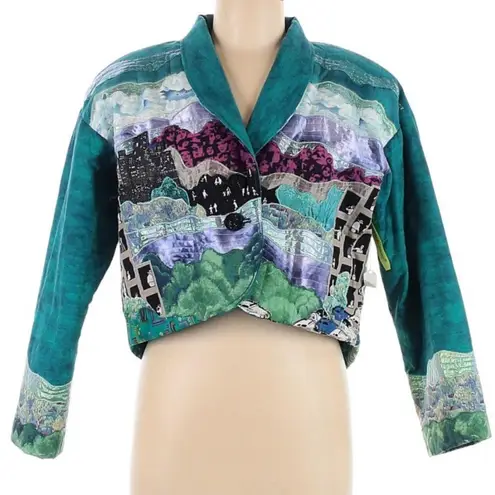 NWT Vintage Handmade Quilted Blazer Chicago Patchwork Crop Jacket Lincoln Park L Multiple Size L