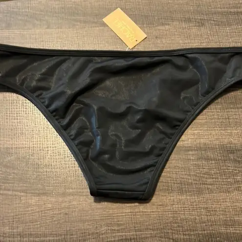 Rachel Roy Black Laser Mesh Bikini Bottoms Size XL NWT