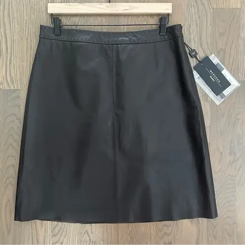 Max Mara NWT Weekend Leather Tiro A-line Knee-Length Skirt Chocolate Brown 12