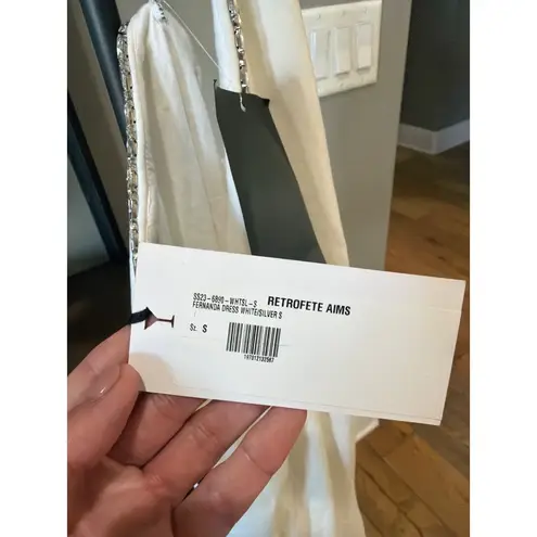 retrofete Fernanda Embellished Asymmetric Maxi Dress White/Silver Womens Size Sm White