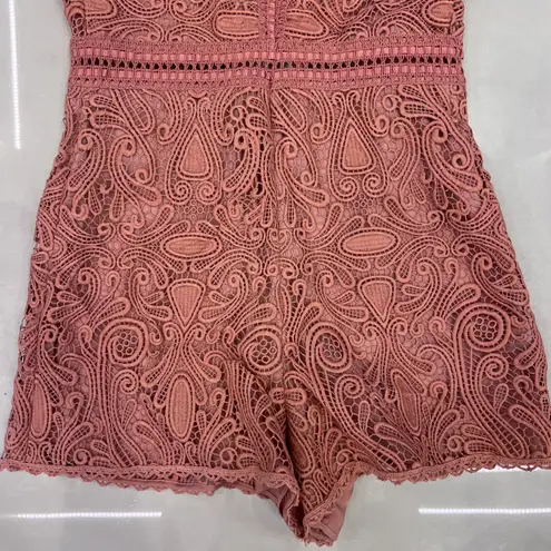 Alexis Makenna Embroidered Lace Pink Romper