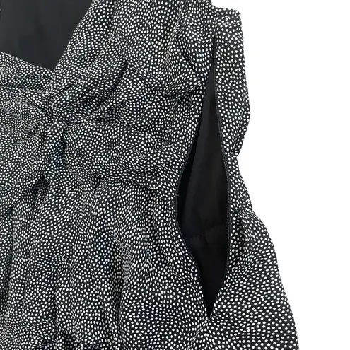 ALC Frank ALC Black Silk Mini Dress White Polka Dot Ruffled Peplum Tiered