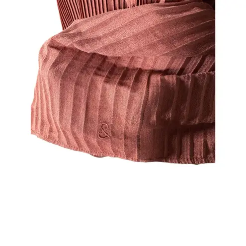 Treasure & Bond NWOT Womens Blouse Size XL Red Rust Pleated Ruffle Neck Tie