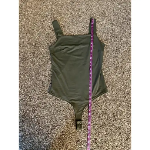 REORIA Olive Green Square Neck Bodysuit