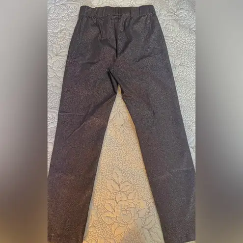 Soft Surroundings Black Silver Metallic High Rise Elastic Pull On Pants Sz S