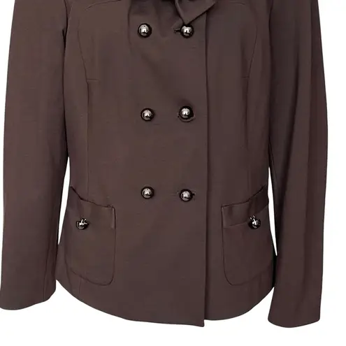 Etcetera Double Breasted Brown Blazer Jacket Women’s Size 16 Bow Tie Collarless