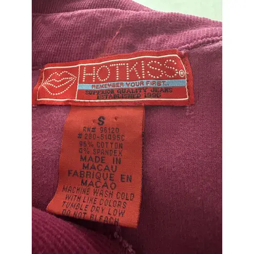 Hot Kiss Y2K Corduroy Dress Size Small Fuschia Retro Festival Drop Waist Zip