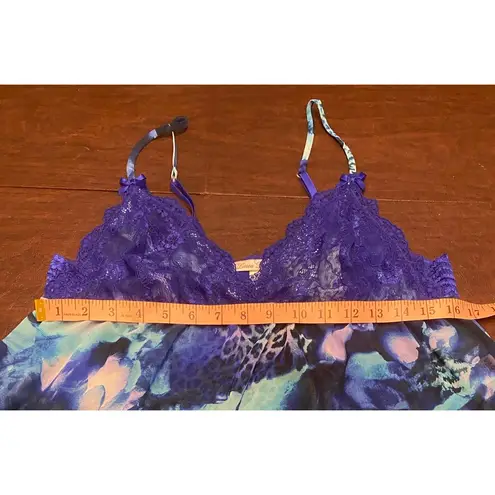 Blue Floral Lace Babydoll Chemise Nightgown Nightie Large Sheer Sleepwear Sexy