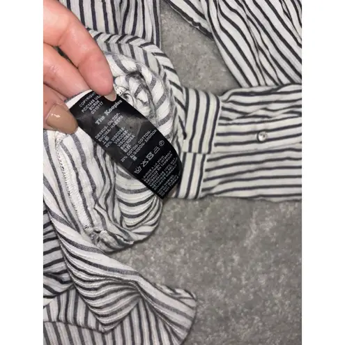 The Kooples Lace Up Striped Shirt Long Sleeve Size 2 Popover Top French Design