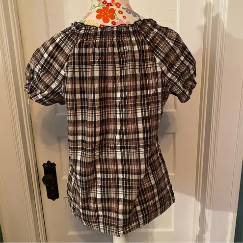 Studio Works Smocked Plaid Blouse
