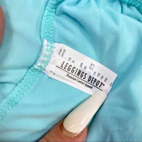 Leggings Depot High Waisted Knit Leggings Sky Blue OS