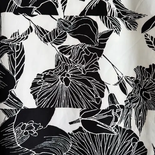 Bold Floral Pencil Skirt Black White Stretch Office Modest Skirt Large Chic NWOT