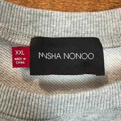 Misha Nonoo Memphis Sweatshirt Womens XXL Gray Black Combo Cropped Raglan Sleeve