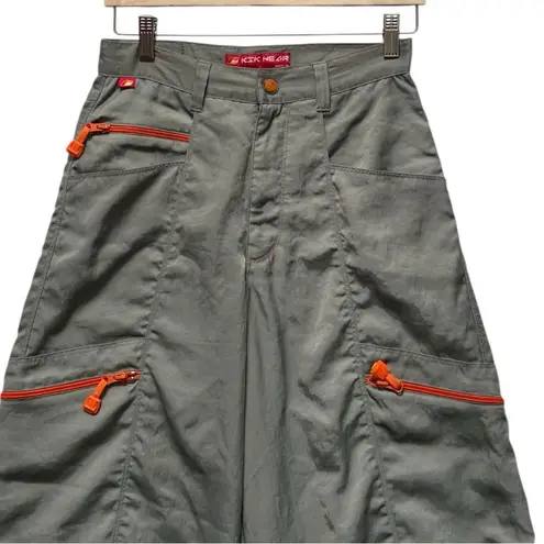 Vintage Kikwear Y2k Wide Leg Parachute Pants Size 28 Gray