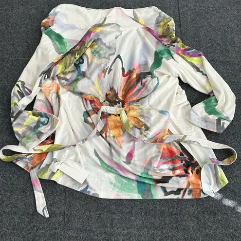 Wrap Up by VP Robe – "Aquarelle" Abstract Water Paint Floral Print Pockets Belt Size undefined
