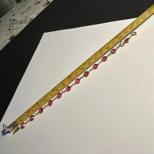 Swavorski Women’s Swarovski Crystal Gold Tone Pink Tennis Bracelet With Extension