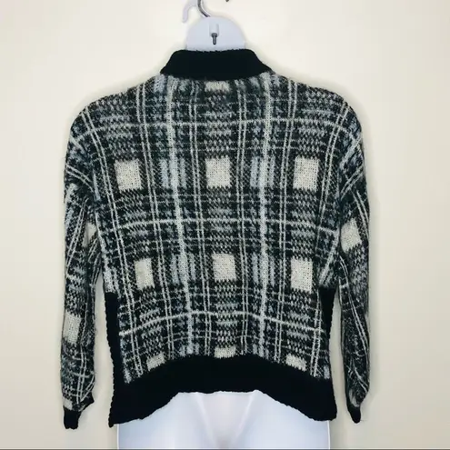 Nine West  Boxy Plaid Mock Neck Acrylic Sweater size XL