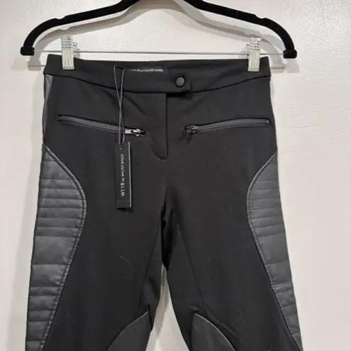 W118 By Walter Baker NWT Women's Shane Leather Ponte Moto Pants Black Size XS