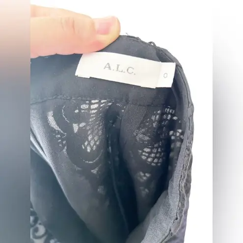 ALC Frank A.L.C Black Blue Embroidered Indian Silk Pencil Skirt Size 0