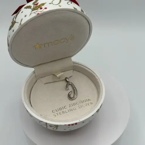 Giani Bernini Ornament Box with silver Cubic Zirconia J Initial Pendant Necklace