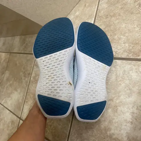 Allbirds Women Wool Runner Sneakers Light Blue White Knit Lace Up Comfort Sz 8