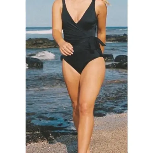 New. HAH (Hot As Hell) black wrap one piece swimsuit. XS. Retails $189