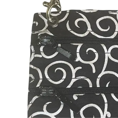 HIP KLIPS Clip On Waist Bag Hands Free Purse Black Zippers Pockets w Chain Strap