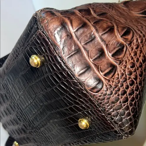 Brahmin Brown Crocodile-Embossed Satchel