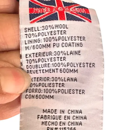 Miss London Size Large Grey Wool-Blend Coat Zipper Snap Details