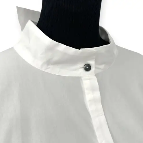 Moyuru Japanese Oversize Asymmetric Collar Hidden Button Front Poplin Shirt White Size undefined