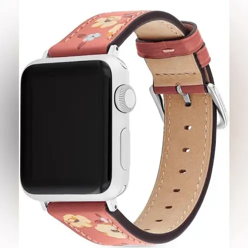 Coach  Women's Apple Watch Band Rouge Floral Leather Strap 38 40 41