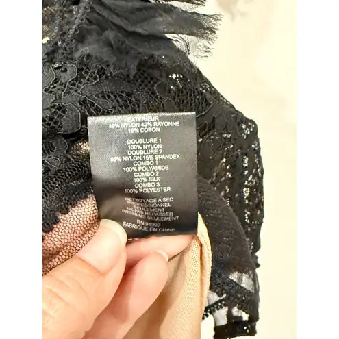 Jonathan Simkhai Mixed Lace Mockneck Mini Dress Lined Black Women's Size 2 (XS)