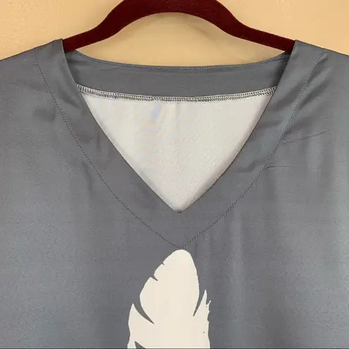 Feather Contrast Color block Short Sleeve V