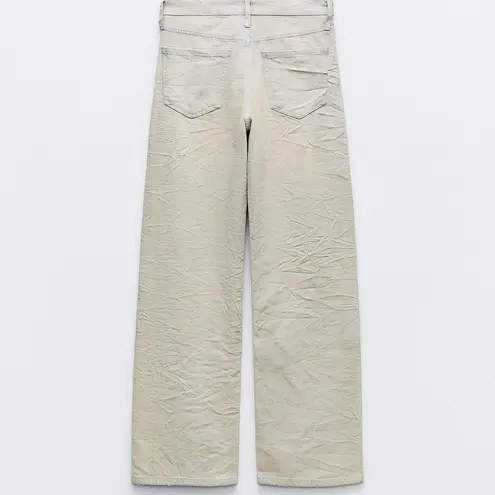 ZARA  Jeans NWT TRF Mid Wrinkle Effect Coated Jeans