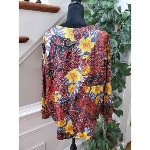 Westbound  Womens Multi Floral Polyester Long Sleeve Button Front Top Blouse 18