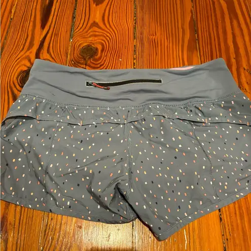 Lululemon grey and colorful “sprinkle”  speed up shorts