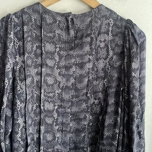 ANINE BING Renee Silk Python Print Blouse in Charcol