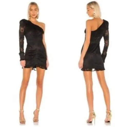 Alexis Ilana Lace One-Shoulder Black Dress