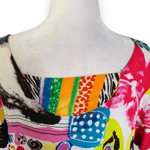 Jams World Hattie Dress Daiquiri Abstract Print Crinkle Tiered Skirt Mini Medium