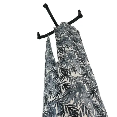 Posh Peanut Henley Button Stretch Maxi Dress Jared Blue Leaf Print Size Small