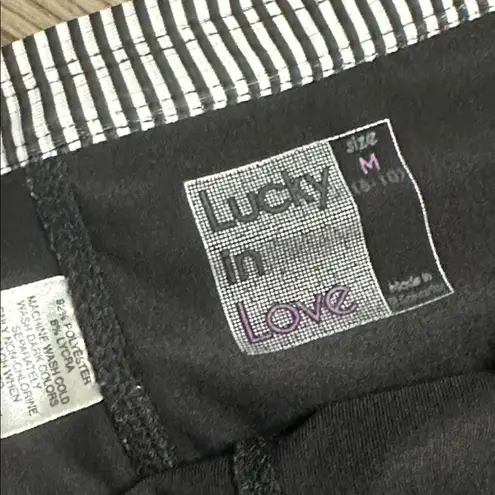 lucky in love 13” Layered Tier Tennis Skirt Skort Black White Stripe Medium