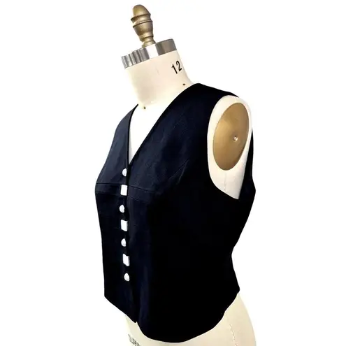 Vtg Sioni Womens Dress Vest Poly/Acetate Satin Lined Sparkle Button Sz 14 NWOT Black Size L