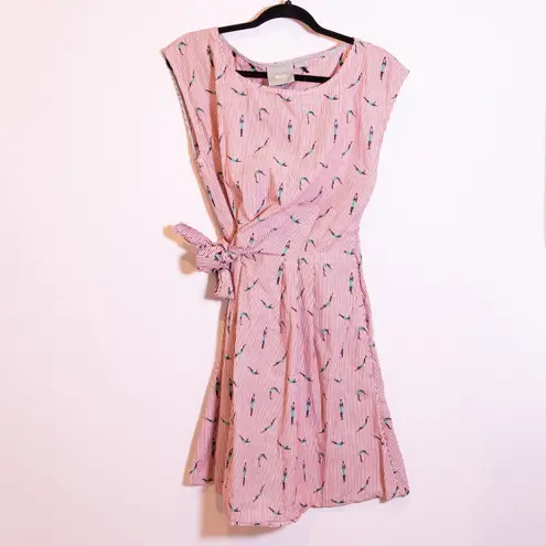 Maeve Anthropologie Bathing Beauty Embroidered Cotton Poplin Wrap Midi Dress 6