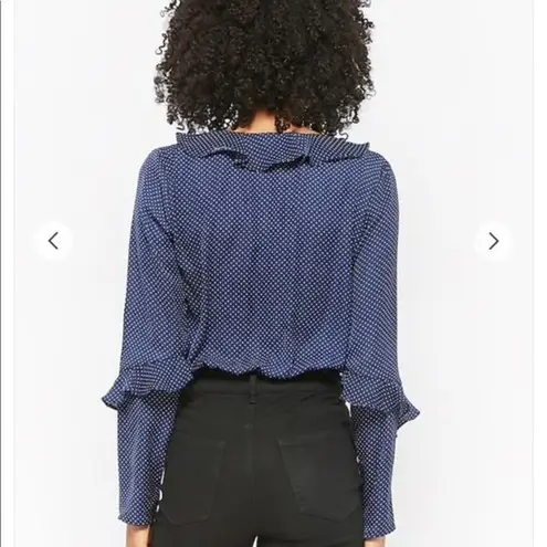 NUDE Polka Dot Ruffle Long Sleeve Thong Bodysuit