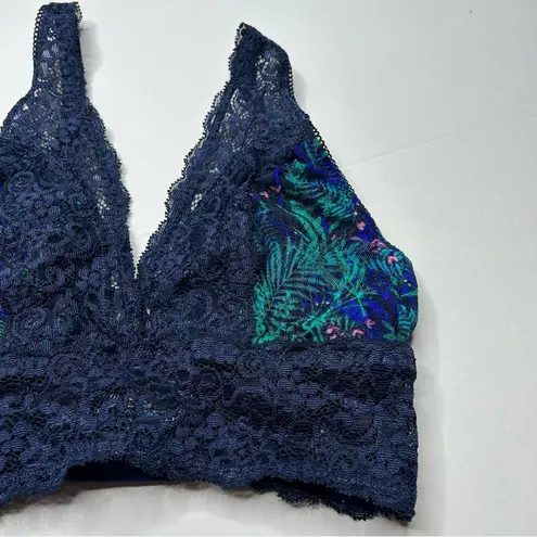 Soma Blue and Green Lace Bra bralette XS Teal Floral Design