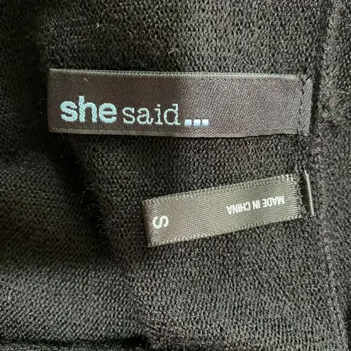 Merino Wool Sweater Jacket Womens Small Black Sheer Off Center Zip Up Cardigan S